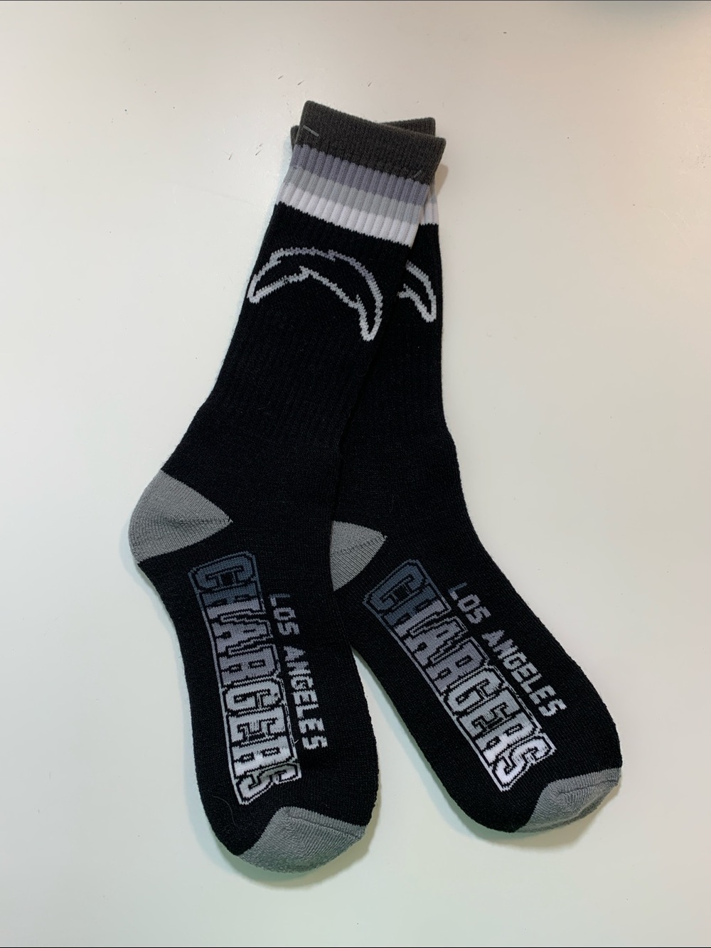 Los Angeles, Chargers Black & Gray Crew Socks